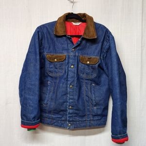 1970s Key Imperial Blanket lined Denim Coat Corduroy Collar XL